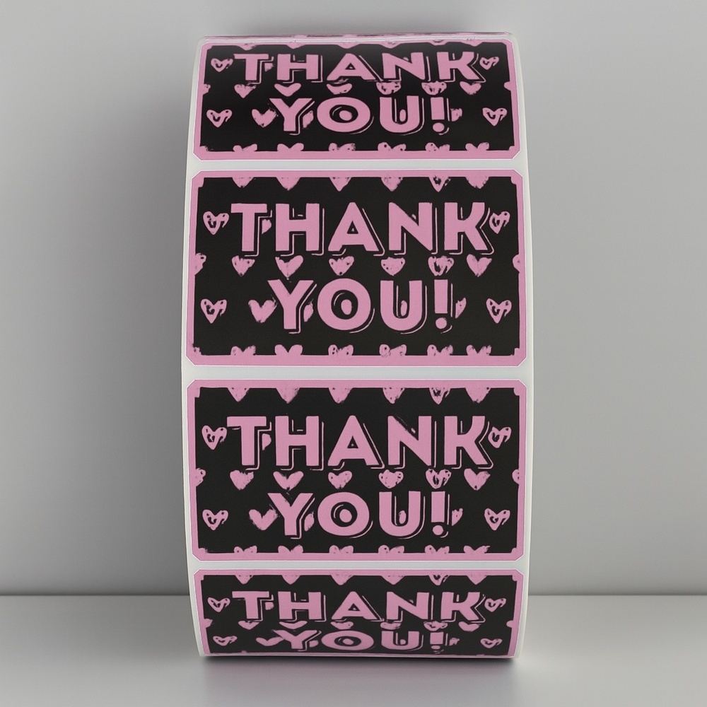 Thank You Stickers with Hearts – Cute Packaging Labels for Small Business Orders